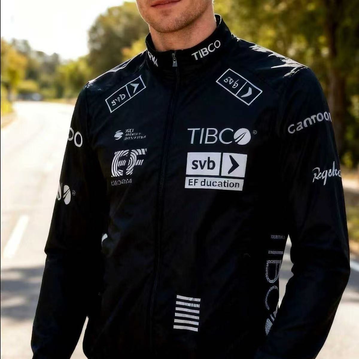 Windbreaker Unisex - EF Windproof Long Sleeve Cycling Jacket, Lightweight Road Cycling Team Leader Outerwear